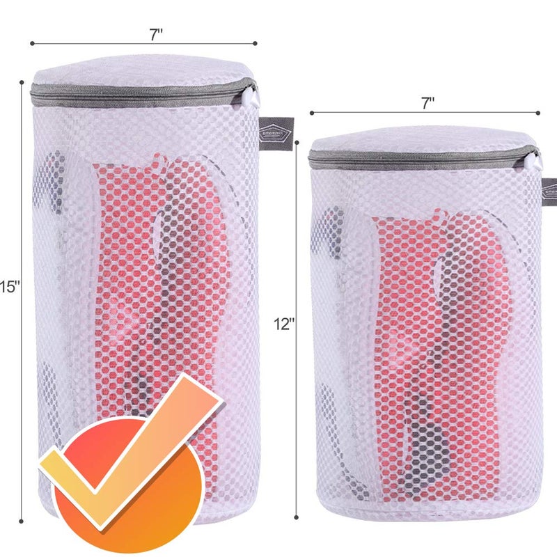 Kimmama Shoes Wash Bags,Sneaker Mesh Washing Bag,Shoe Cleaning Laundry Bag,125 Honeycomb Fabric,Gray Zipper,Large Size,7 x 15 inch,Pack of 2 for Gym Shoes,Sneaker,Yeezt Boost,Slipper - Image 2